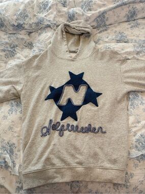 Aelfric Eden Grey Hoodie with Navy Appliqué Star Logo